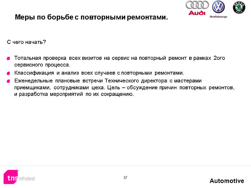 37  Меры по борьбе с повторными ремонтами. С чего начать?  Тотальная проверка
